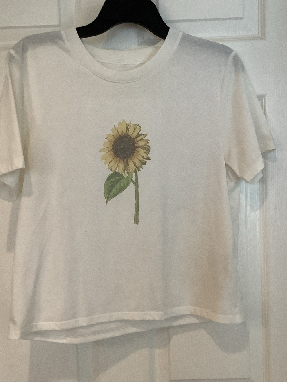 Cotton On White Tee with Sunflower Motif